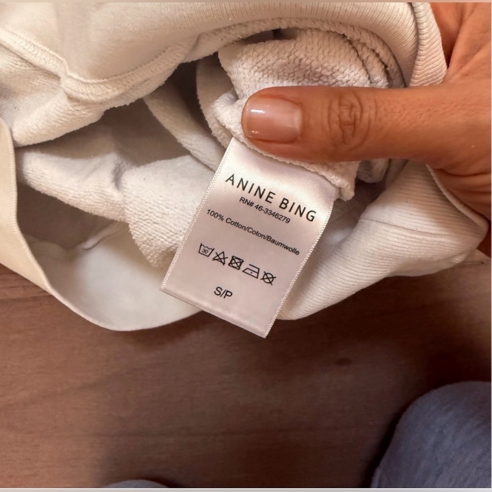 Anine Bing Jaci AB Logo Sweatshirt White Size S - Picture 4 of 8